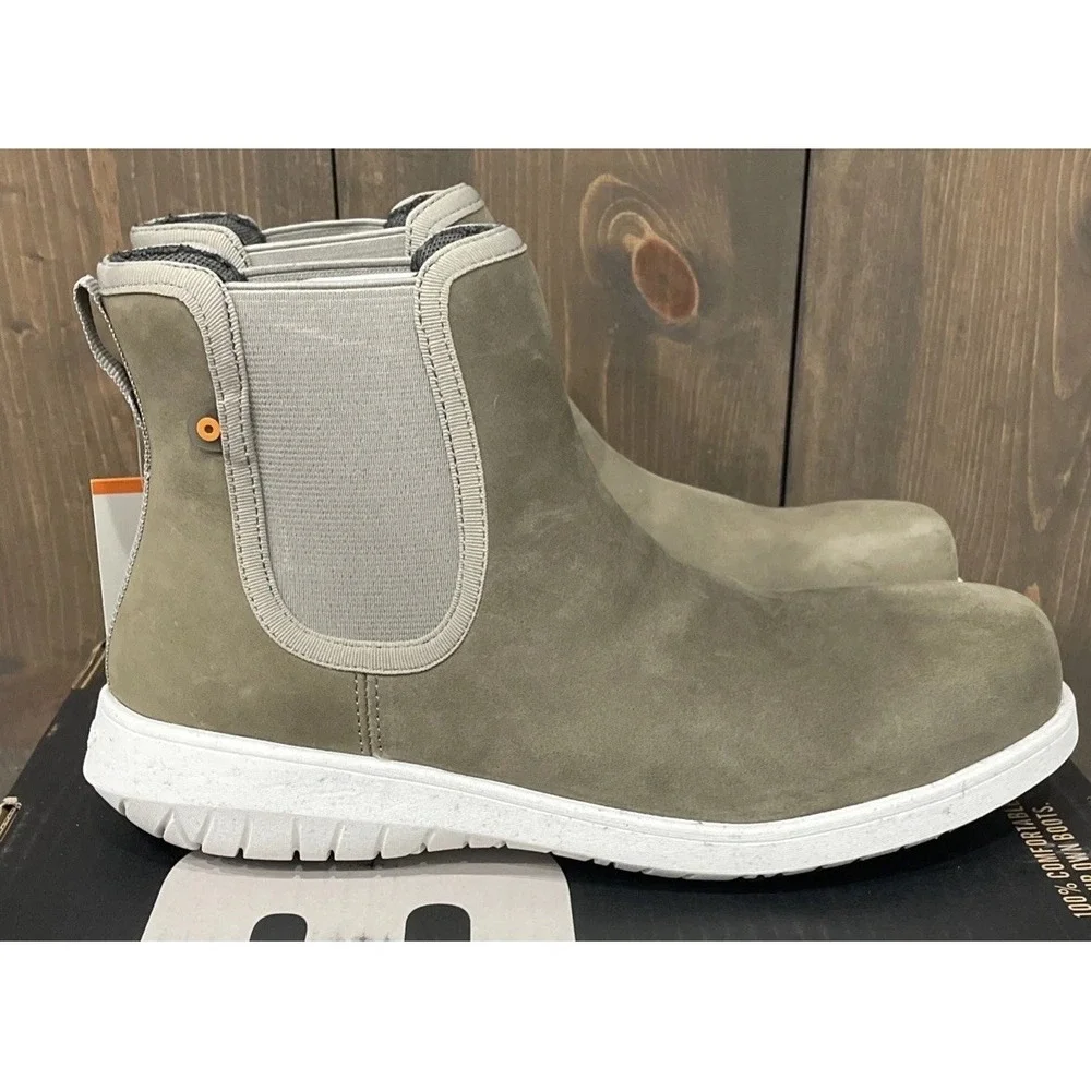 New‎ BOGS Cypress Chelsea Nano-Composite Safety Toe Taupe Waterproof Women's 9.5